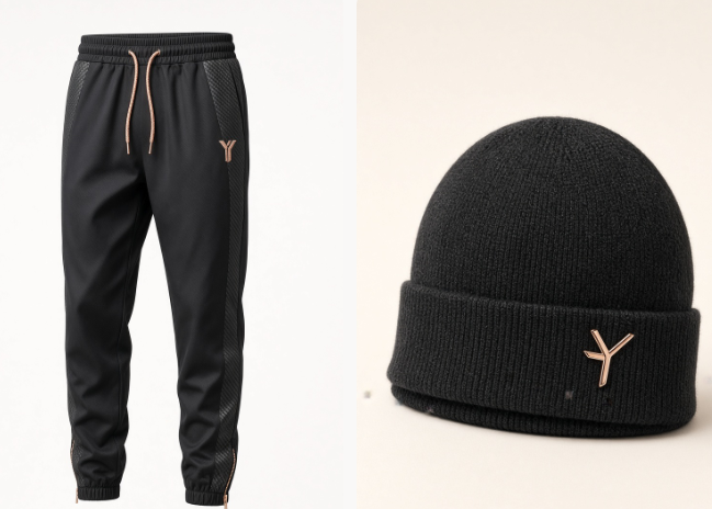 Track pants and beanie concept boards