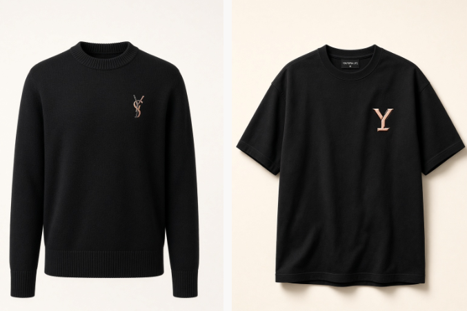 Crewneck and black T-shirt concept boards
